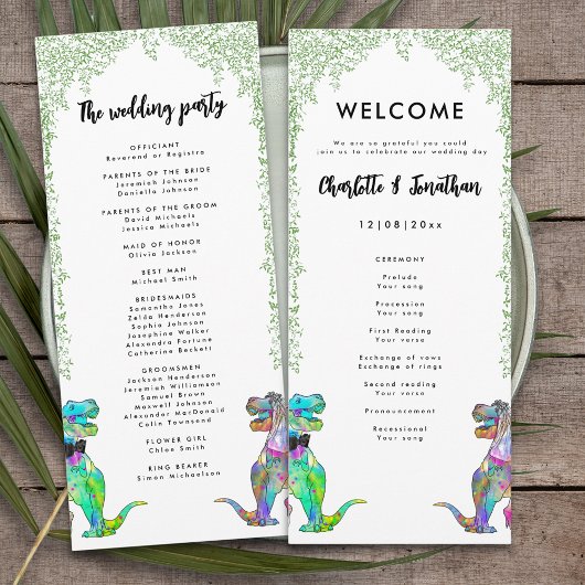 Farbenfrohe Dinosaurier-Themen-Hochzeit Programm