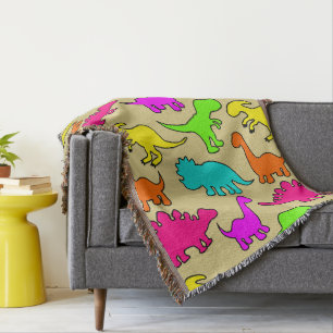 Farbenfrohe Dinosaurier Throw Blanket Decke