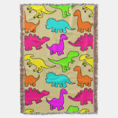 Farbenfrohe Dinosaurier Throw Blanket Decke (Vorderseite Vertikal)