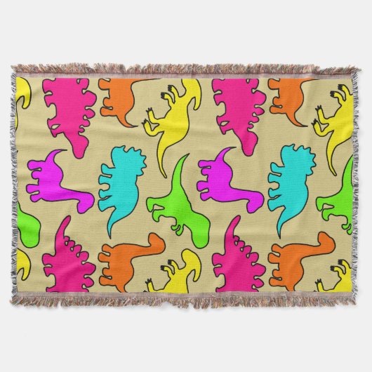 Farbenfrohe Dinosaurier Throw Blanket Decke (Vorderseite)