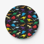 Farbenfrohe Dinosaurier Wasserfarbe Kindergeburtst Pappteller (Vorderseite)