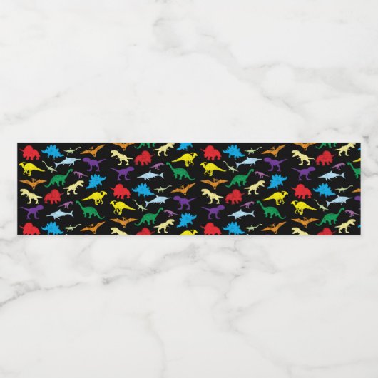 Farbenfrohe Dinosaurier Wasserfarbe Kindergeburtst Wasserflaschenetikett (Einzelnes Label)