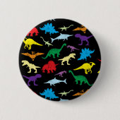 Farbenfrohe Dinosaurier Wasserfarbe Kindermuster Button (Vorderseite)