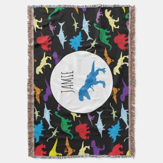 Farbenfrohe Dinosaurier Wasserfarbe Kindermuster Decke (Vorderseite Vertikal)