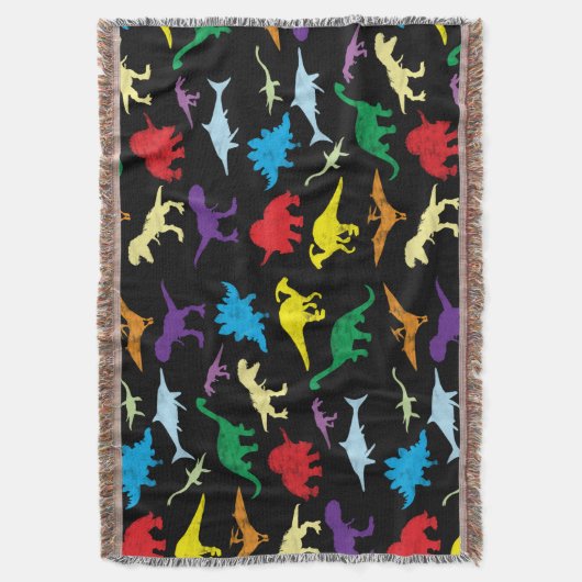 Farbenfrohe Dinosaurier Wasserfarbe Kindermuster Decke (Vorderseite Vertikal)