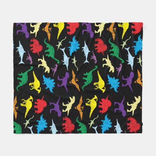 Farbenfrohe Dinosaurier Wasserfarbe Kindermuster Fleecedecke (Vorderseite (Horizontal))