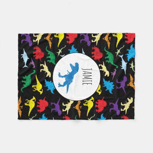 Farbenfrohe Dinosaurier Wasserfarbe Kindermuster Fleecedecke (Vorderseite (Horizontal))