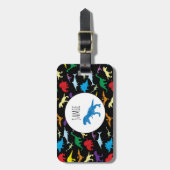 Farbenfrohe Dinosaurier Wasserfarbe Kindermuster Gepäckanhänger (Vorderseite vertikal)