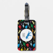 Farbenfrohe Dinosaurier Wasserfarbe Kindermuster Gepäckanhänger (Rückseite vertikal)