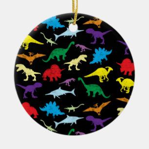 Farbenfrohe Dinosaurier Wasserfarbe Kindermuster Keramik Ornament