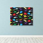 Farbenfrohe Dinosaurier Wasserfarbe Kindermuster Leinwanddruck (Insitu (Holzboden))