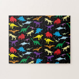 Farbenfrohe Dinosaurier Wasserfarbe Kindermuster Puzzle