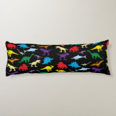 Farbenfrohe Dinosaurier Wasserfarbe Kindermuster Seitenschläferkissen (Rückseite)