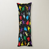 Farbenfrohe Dinosaurier Wasserfarbe Kindermuster Seitenschläferkissen (Rückseite (Vertikal))