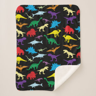 Farbenfrohe Dinosaurier Wasserfarbe Kindermuster Sherpadecke