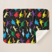 Farbenfrohe Dinosaurier Wasserfarbe Kindermuster Sherpadecke (Vorderseite (Horizontal))