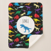 Farbenfrohe Dinosaurier Wasserfarbe Kindermuster Sherpadecke (Vorderseite)