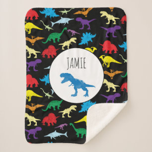 Farbenfrohe Dinosaurier Wasserfarbe Kindermuster Sherpadecke