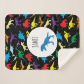 Farbenfrohe Dinosaurier Wasserfarbe Kindermuster Sherpadecke (Vorderseite (Horizontal))