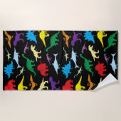 Farbenfrohe Dinosaurier Wasserfarbe Kindermuster Strandtuch (Vorderseite)