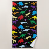 Farbenfrohe Dinosaurier Wasserfarbe Kindermuster Strandtuch (Vorderseite)