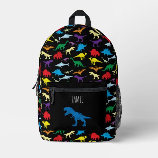 Farbenfrohe Dinosaurier Wasserfarbe Kinderschule Bedruckter Rucksack (Vorderseite)