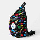 Farbenfrohe Dinosaurier Wasserfarbe Kinderschule Crossbody Bag (Rechte Ecke)