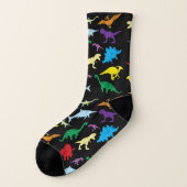 Farbenfrohe Dinosaurier Wasserfarbenmuster Socken (Links - Außen)