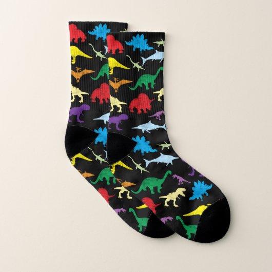 Farbenfrohe Dinosaurier Wasserfarbenmuster Socken (Paar)