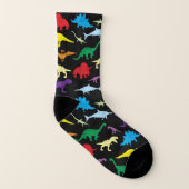 Farbenfrohe Dinosaurier Wasserfarbenmuster Socken (Links - Innen)