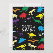 Farbenfrohe Dinosaurier Wild One Kindergeburtstag Einladung (Vorderseite)