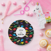 Farbenfrohe Dinosaurier Wild One Kindergeburtstag Pappteller (Party)