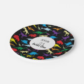 Farbenfrohe Dinosaurier Wild One Kindergeburtstag Pappteller (Schrägansicht)