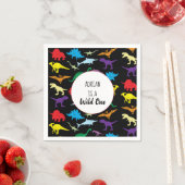 Farbenfrohe Dinosaurier Wild One Kindergeburtstag  Serviette (Beispiel)