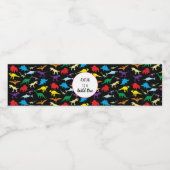 Farbenfrohe Dinosaurier Wild One Kindergeburtstag Wasserflaschenetikett (Einzelnes Label)