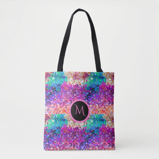 Farbenfrohe Disco Ball Retro Glitzer Printing Tasche (Vorderseite)