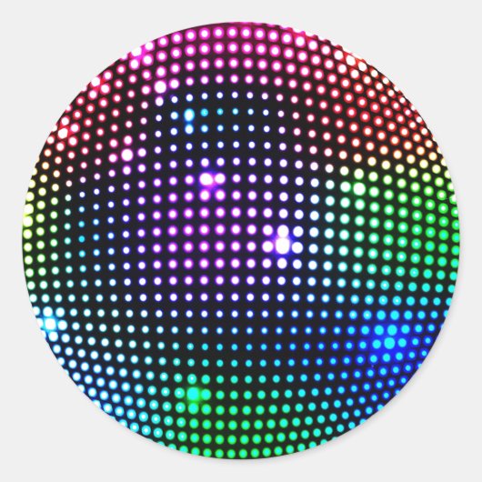 Farbenfrohe Disco Ball Round Sticker (Vorderseite)