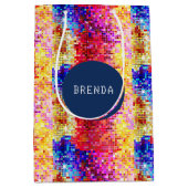 Farbenfrohe Disco Glitzer geometrische Muster Mittlere Geschenktüte (Vorderseite)