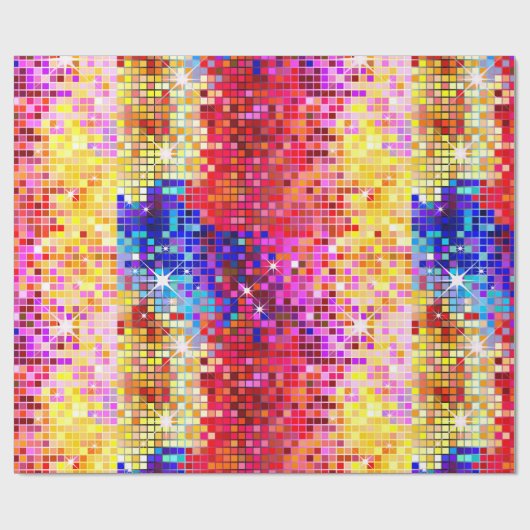 Farbenfrohe Disco-Glitzer Geschenkpapier (Flach)