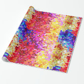 Farbenfrohe Disco-Glitzer Geschenkpapier (Ungerollt)