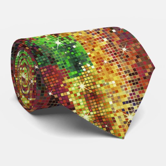 Farbenfrohe Disco Glitzer & Glitzern Muster Krawatte (Gerollt)