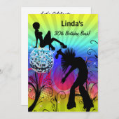 farbenfrohe Disco-Retro-Party Einladung (Vorne/Hinten)