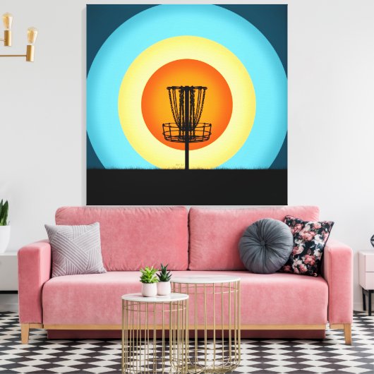 Farbenfrohe Disk Golf Basket Leinwanddruck (Insitu (Wohnzimmer))