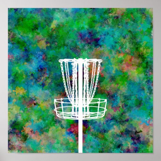 Farbenfrohe Disk Golf Basket Poster (Vorne)