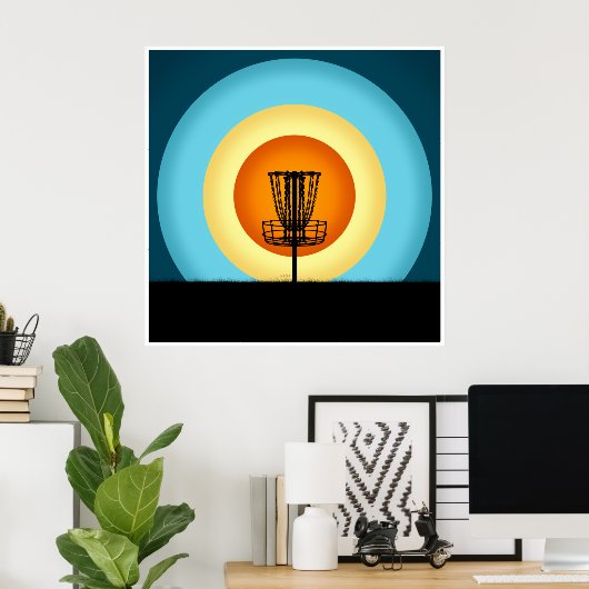 Farbenfrohe Disk Golf Basket Poster (Heimbüro)