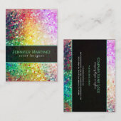 Farbenfrohe Diskothek Glitzer & Glitzern Gelb Visitenkarte (Vorne/Hinten)