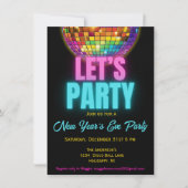 Farbenfrohe Diskothek New Year's Eve Party Einladung (Vorderseite)