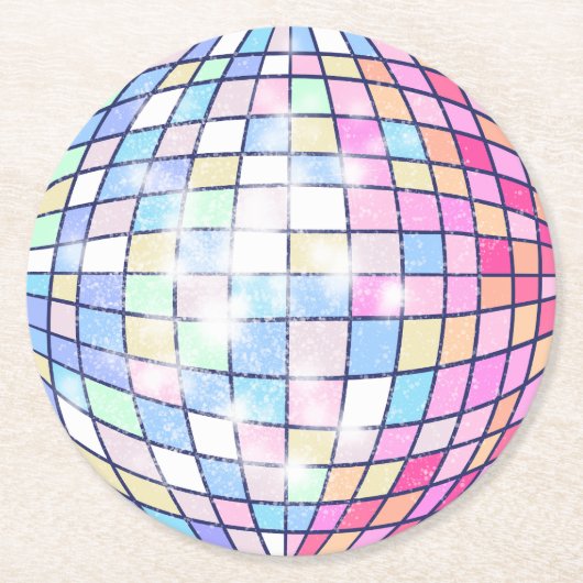 Farbenfrohe Diskothek Runder Pappuntersetzer (Vorderseite)