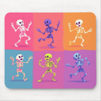 Farbenfrohe Diskothek Skelette - Mousepad