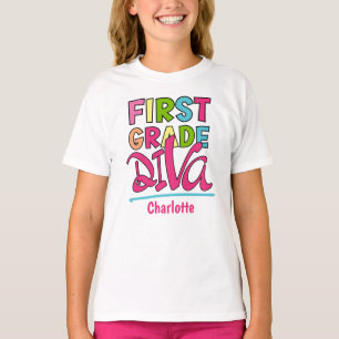 Farbenfrohe Diva der ersten Klasse zurück zur Schu T-Shirt